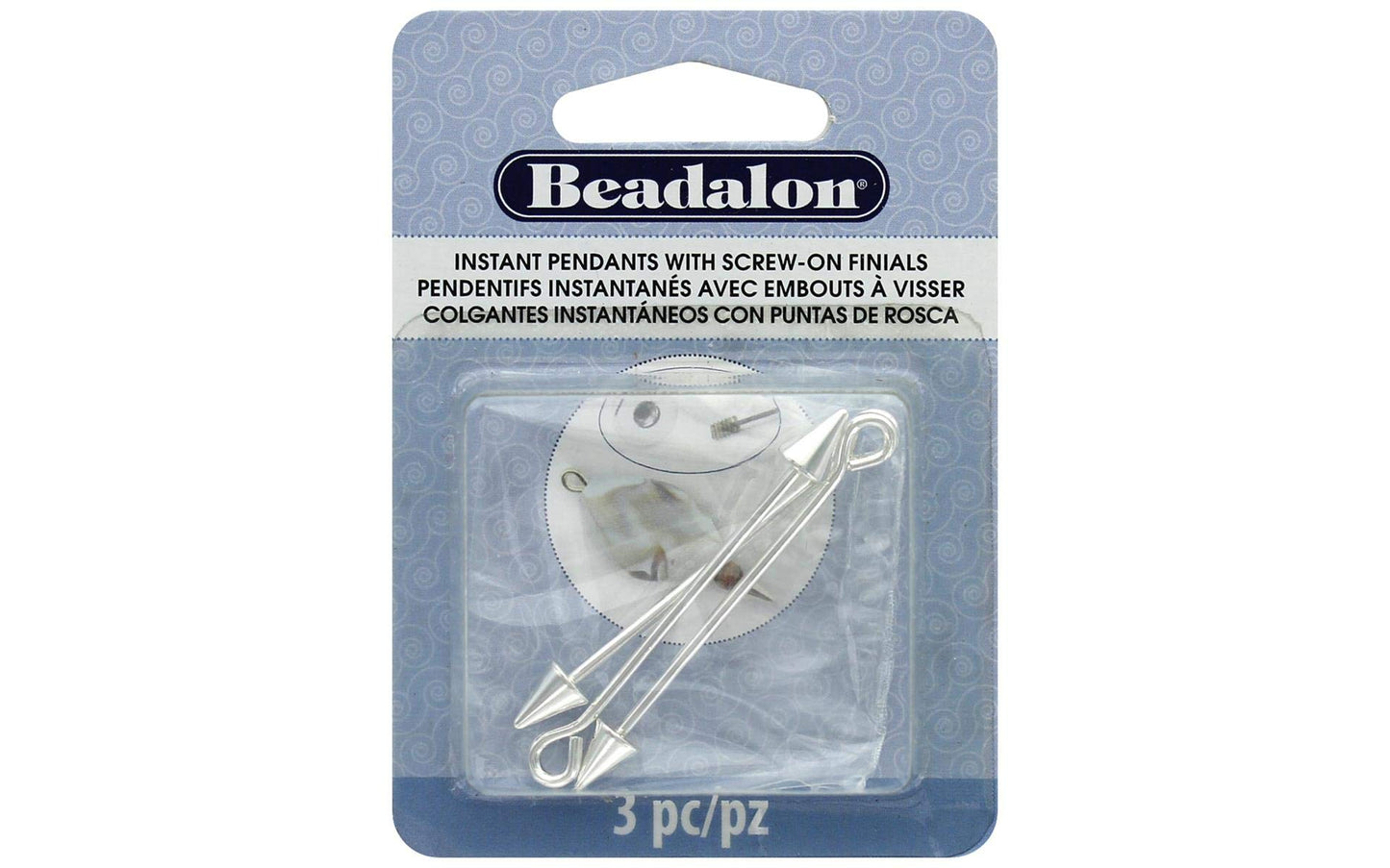 Beadalon Instant Pendant, Cone Screw-on Finials Silver Plated E-Coat
