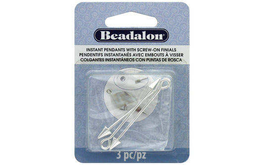 Beadalon Instant Pendant, Cone Screw-on Finials Silver Plated E-Coat