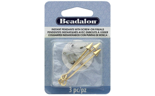 Beadalon Instant Pendant, Cone Screw-on Finials Gold Colour