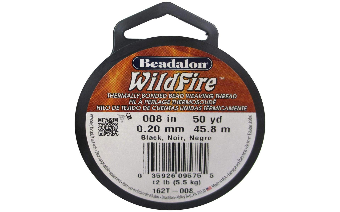 Beadalon Wildfire Stringing Wire .008" X50'-Black