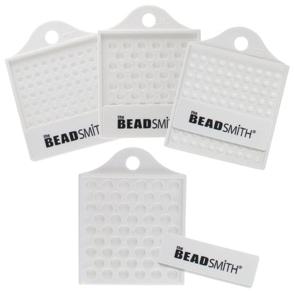 Beadsmith bead boards in varying sizes with peg holes, white plastic