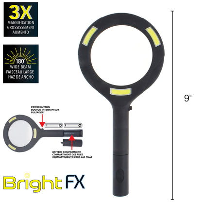 BEADSMITH Bright FX COB LED Magnifier LED Light, 3X Magnification, 180 Degree Wide Beam, Push Button Activation