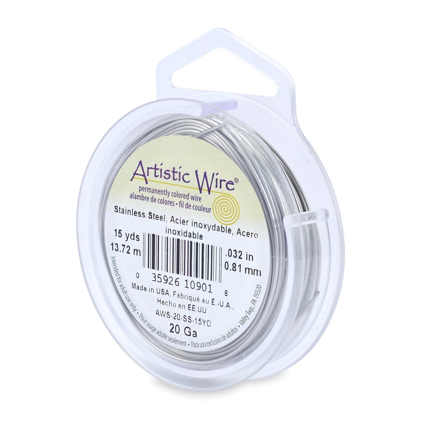 Artistic Wire, 20 Gauge, Stainless Steel Colour 15Yd