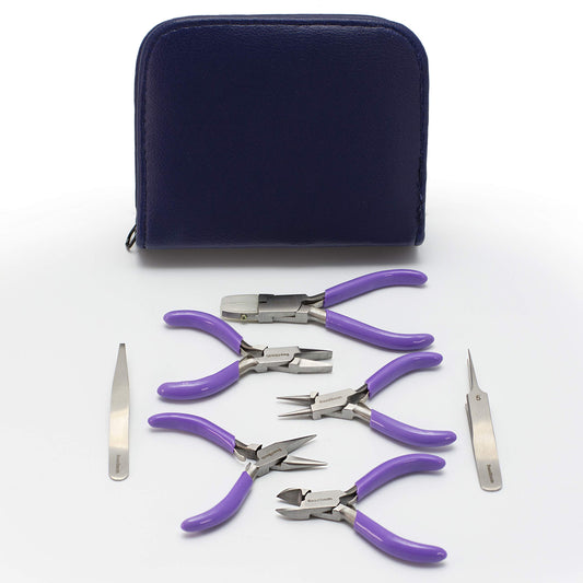 Beadsmith 7-Piece Jewelry Pliers Set with Case, Mini