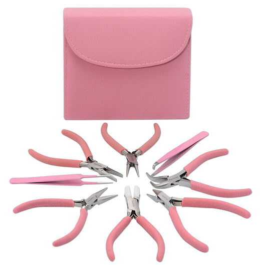 Fashion Color Plier Set and Clutch, 8-Piece Beader's Tool Kit