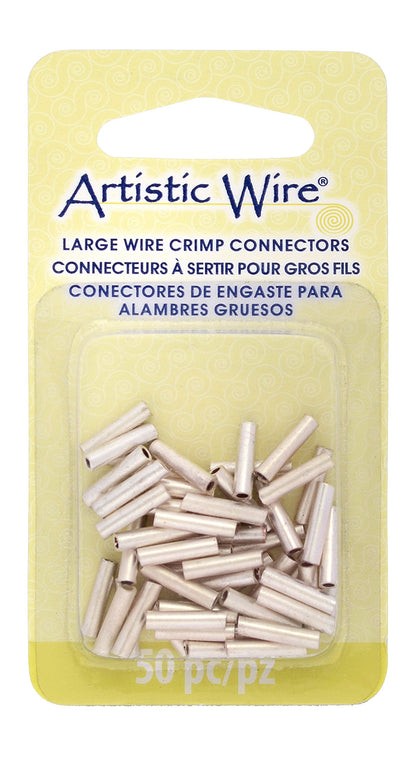 Artistic Wire Large Gauge Crimp Tubes, Tarnish Resistant Silver Plated, for 16 ga Wire, ID 1.5 mm / .059 in, 50 pc