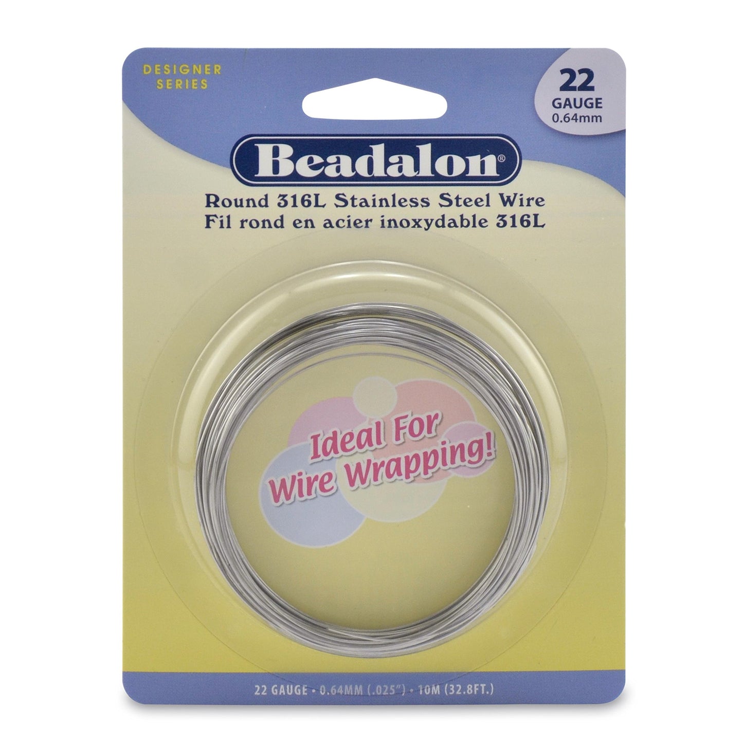 Beadalon Stainless Steel Wrapping Wire-Round - 22 Gauge, 10m