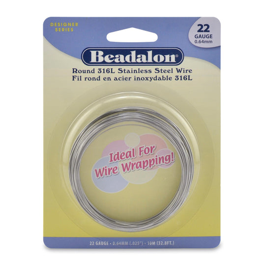 Beadalon Stainless Steel Wrapping Wire-Round - 22 Gauge, 10m