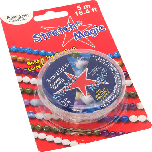Stretch Magic Bead & Jewellery Cord - Clear Colour - 0.8mm diameter - 5-meter (16.4 ft) spool - Elastic String for making beaded jewelry