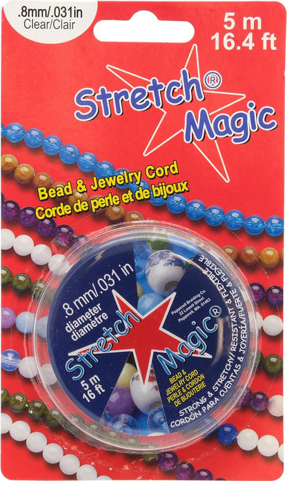 Stretch Magic Bead & Jewellery Cord - Clear Colour - 0.8mm diameter - 5-meter (16.4 ft) spool - Elastic String for making beaded jewelry